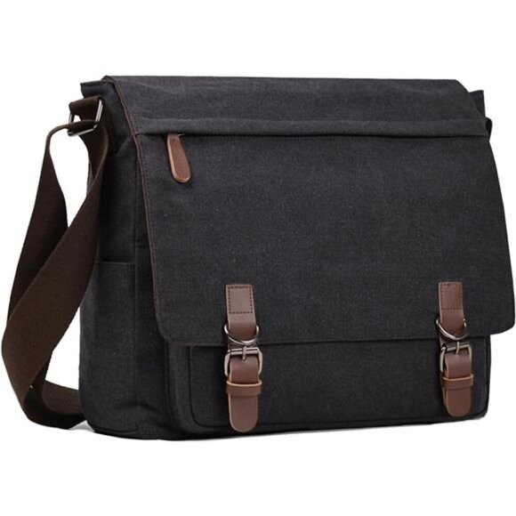 Canvas MessengerBag for Men Women,Travel Satchel Shoulderbag 15.6Inch Laptop Bag - Picture 2 of 7